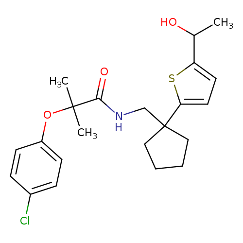2-(4-chlorophenoxy)-N-({1-[5-(1-hydroxyethyl)thiophen-2-yl]cyclopentyl}methyl)-2-methylpropanamide