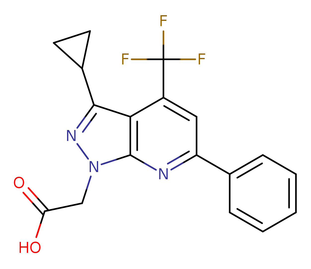 2-(3-Cyclopropyl-6-phenyl-4-(trifluoromethyl)-1H-pyrazolo[3,4-b]pyridin-1-yl)acetic acid
