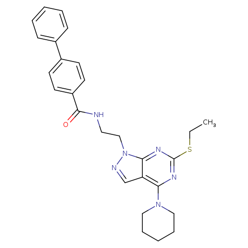 N-{2-[6-(ethylsulfanyl)-4-(piperidin-1-yl)-1H-pyrazolo[3,4-d]pyrimidin-1-yl]ethyl}-[1,1'-biphenyl]-4-carboxamide