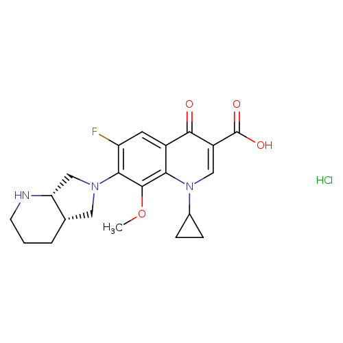 1-Cyclopropyl-6-fluoro-1,4-dihydro-8-methoxy-7-[(4aS,7aS)-octahydro-6H-pyrrolo[3,4-b]pyridin-6-yl]-4-oxo-3-quinolinecarboxylic acid hydrochloride (1:1)