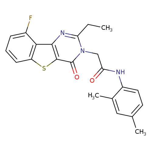 N-(2,4-dimethylphenyl)-2-{4-ethyl-13-fluoro-6-oxo-8-thia-3,5-diazatricyclo[7.4.0.0^{2,7}]trideca-1(13),2(7),3,9,11-pentaen-5-yl}acetamide