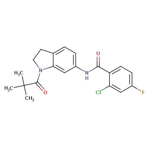 2-chloro-N-[1-(2,2-dimethylpropanoyl)-2,3-dihydro-1H-indol-6-yl]-4-fluorobenzamide
