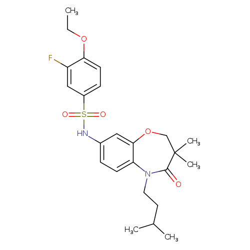 N-[3,3-dimethyl-5-(3-methylbutyl)-4-oxo-2,3,4,5-tetrahydro-1,5-benzoxazepin-8-yl]-4-ethoxy-3-fluorobenzene-1-sulfonamide