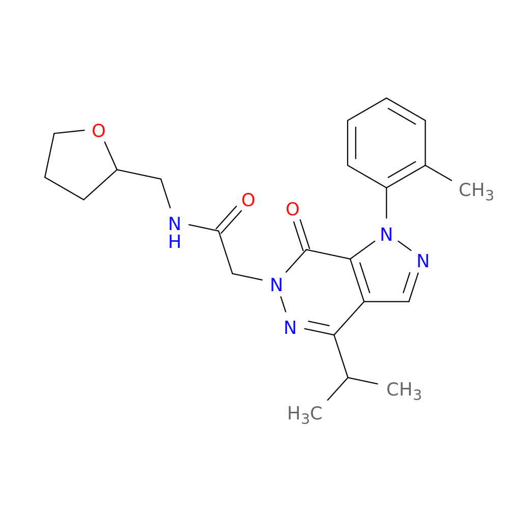 2-[1-(2-methylphenyl)-7-oxo-4-(propan-2-yl)-1H,6H,7H-pyrazolo[3,4-d]pyridazin-6-yl]-N-[(oxolan-2-yl)methyl]acetamide