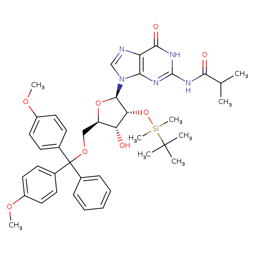 5''-O-[Bis(4-methoxyphenyl)phenylmethyl]-2''-O-[(1,1-dimethylethyl)dimethylsilyl]-N-(2-methyl-1-oxopropyl)guanosine
