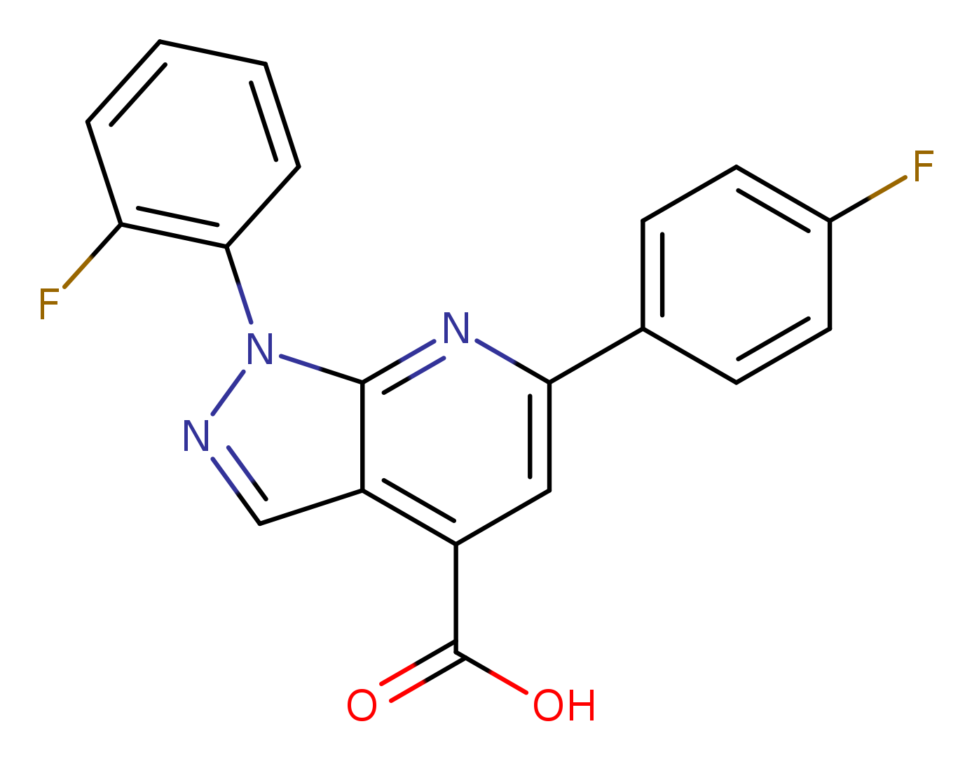 1-(2-fluorophenyl)-6-(4-fluorophenyl)-1H-pyrazolo[3,4-b]pyridine-4-carboxylic acid