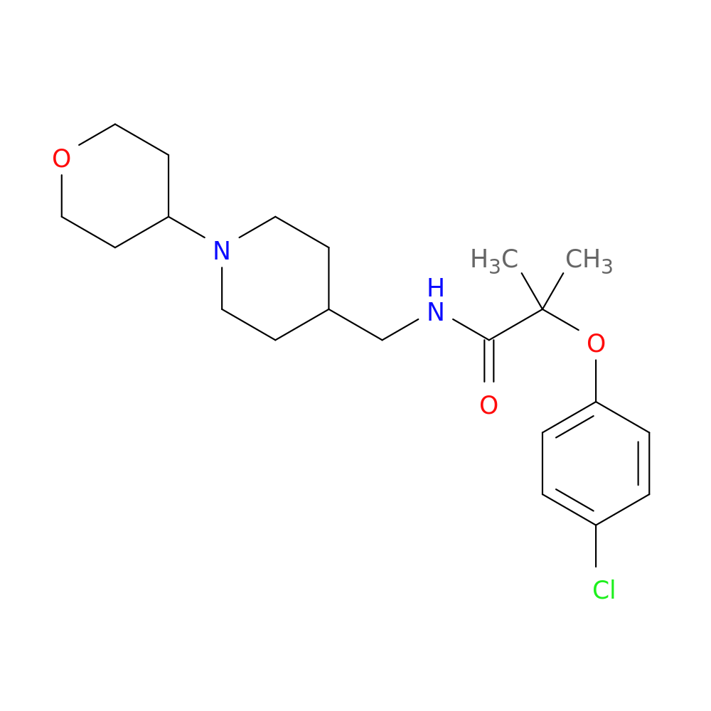 2-(4-chlorophenoxy)-2-methyl-N-{[1-(oxan-4-yl)piperidin-4-yl]methyl}propanamide