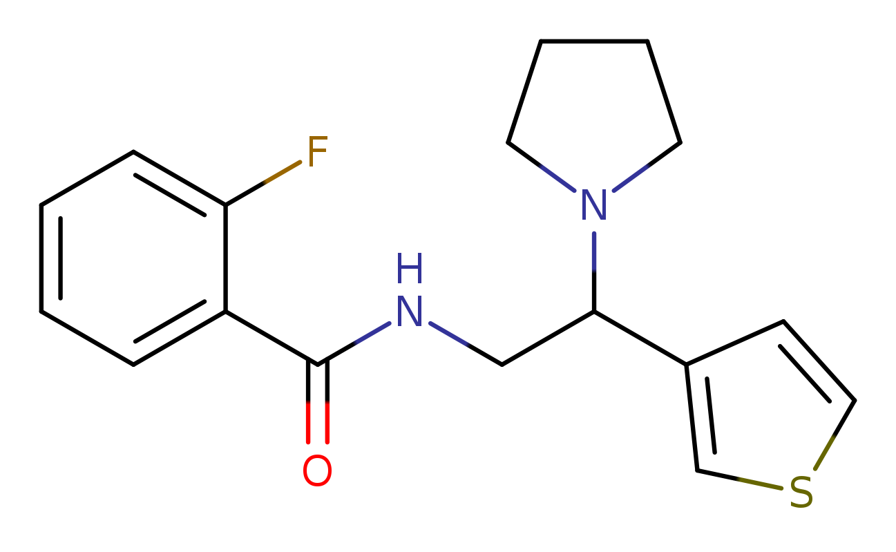 2-fluoro-N-[2-(pyrrolidin-1-yl)-2-(thiophen-3-yl)ethyl]benzamide