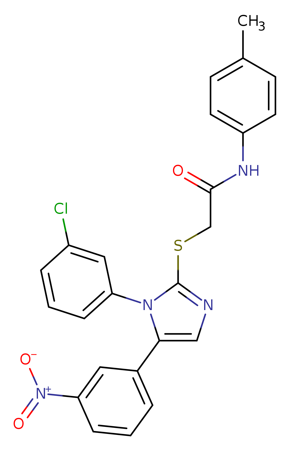 2-{[1-(3-chlorophenyl)-5-(3-nitrophenyl)-1H-imidazol-2-yl]sulfanyl}-N-(4-methylphenyl)acetamide