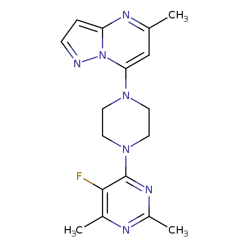5-fluoro-2,4-dimethyl-6-(4-{5-methylpyrazolo[1,5-a]pyrimidin-7-yl}piperazin-1-yl)pyrimidine