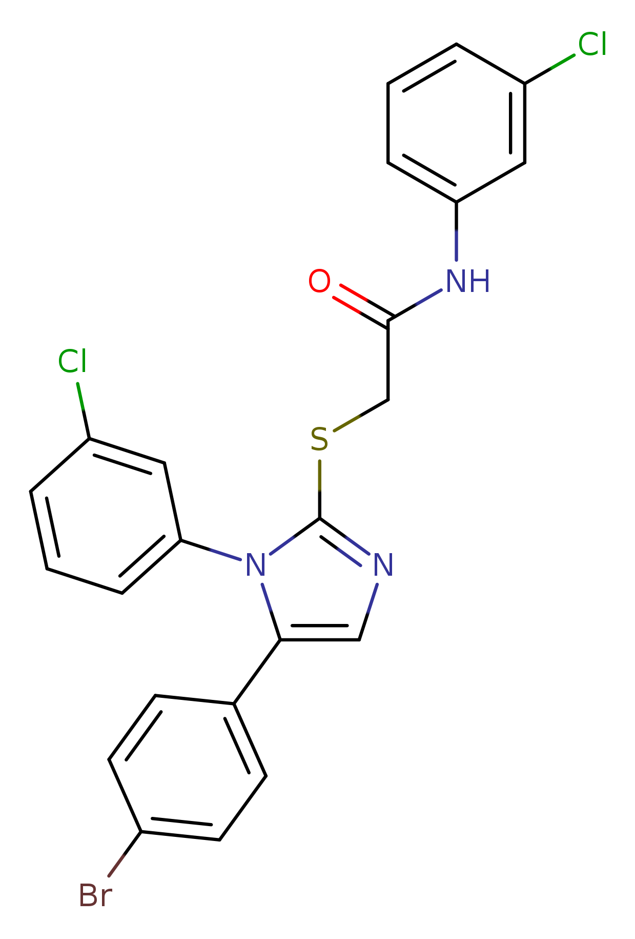 2-{[5-(4-bromophenyl)-1-(3-chlorophenyl)-1H-imidazol-2-yl]sulfanyl}-N-(3-chlorophenyl)acetamide