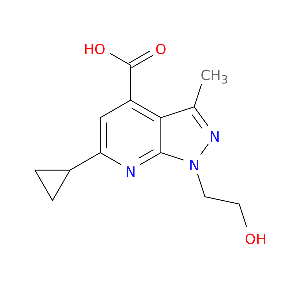 6-cyclopropyl-1-(2-hydroxyethyl)-3-methyl-1H-pyrazolo[3,4-b]pyridine-4-carboxylic acid