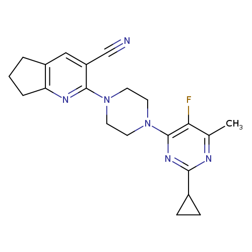2-[4-(2-cyclopropyl-5-fluoro-6-methylpyrimidin-4-yl)piperazin-1-yl]-5H,6H,7H-cyclopenta[b]pyridine-3-carbonitrile