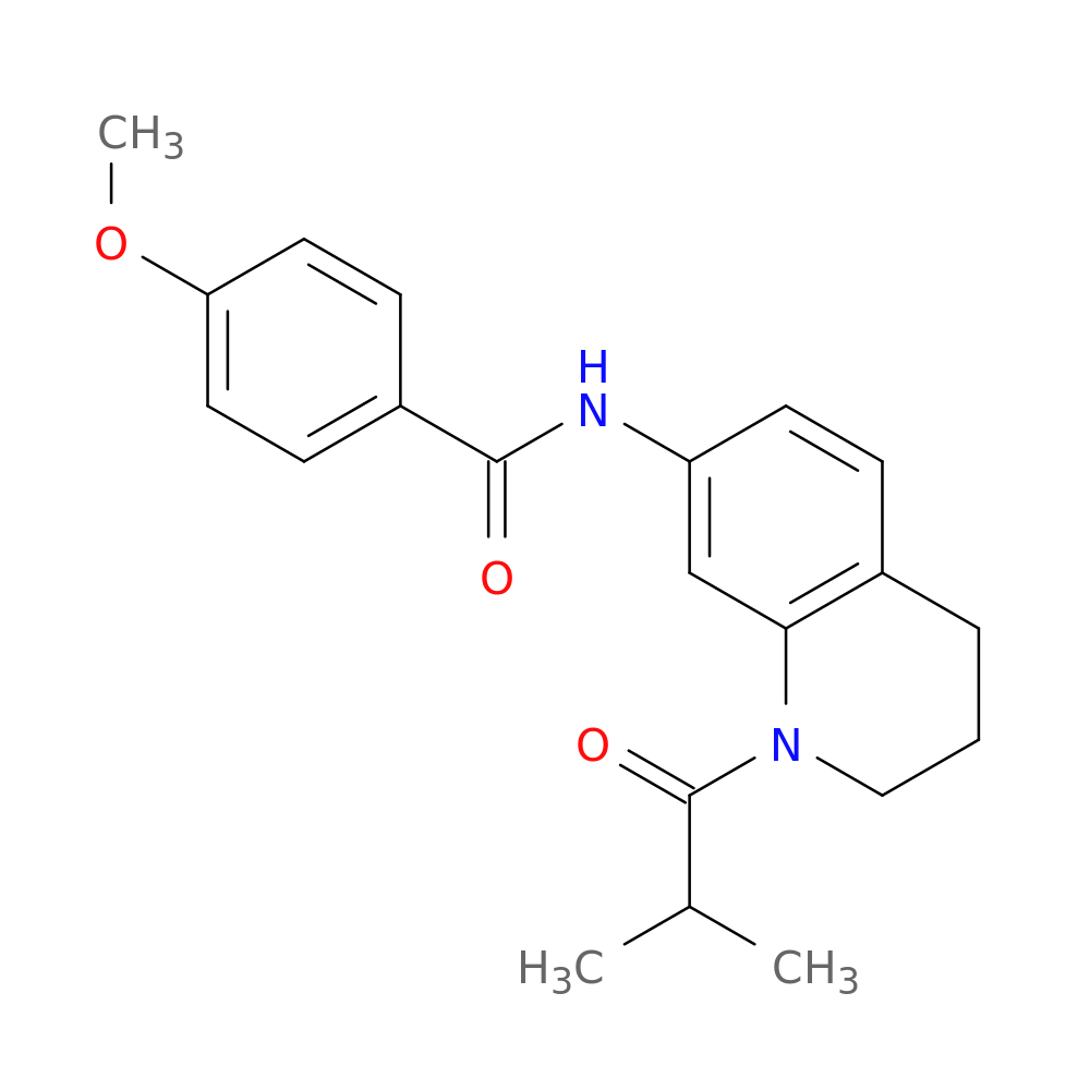 BENZAMIDE, 4-METHOXY-N-[1,2,3,4-TETRAHYDRO-1-(2-METHYL-1-OXOPROPYL)-7-QUINOLINYL]-