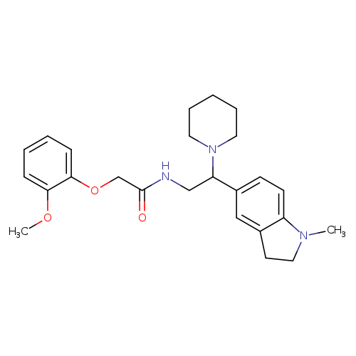 2-(2-methoxyphenoxy)-N-[2-(1-methyl-2,3-dihydro-1H-indol-5-yl)-2-(piperidin-1-yl)ethyl]acetamide