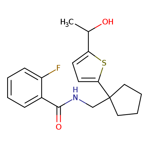 2-fluoro-N-({1-[5-(1-hydroxyethyl)thiophen-2-yl]cyclopentyl}methyl)benzamide