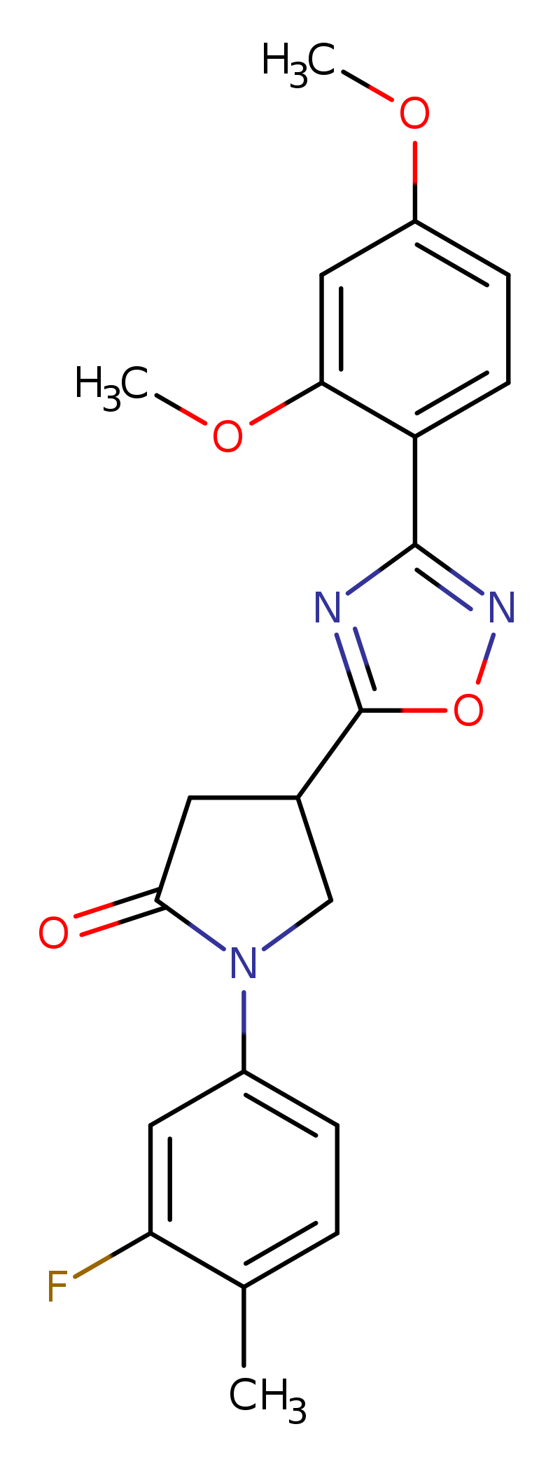 4-[3-(2,4-dimethoxyphenyl)-1,2,4-oxadiazol-5-yl]-1-(3-fluoro-4-methylphenyl)pyrrolidin-2-one