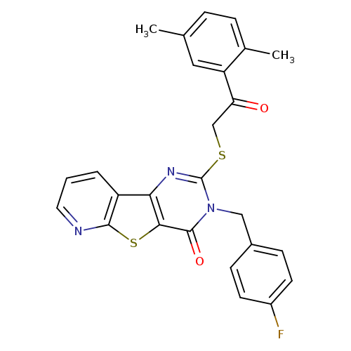 4-{[2-(2,5-dimethylphenyl)-2-oxoethyl]sulfanyl}-5-[(4-fluorophenyl)methyl]-8-thia-3,5,10-triazatricyclo[7.4.0.0^{2,7}]trideca-1(9),2(7),3,10,12-pentaen-6-one