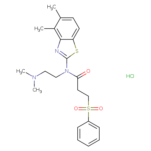 3-(benzenesulfonyl)-N-(4,5-dimethyl-1,3-benzothiazol-2-yl)-N-[2-(dimethylamino)ethyl]propanamide hydrochloride