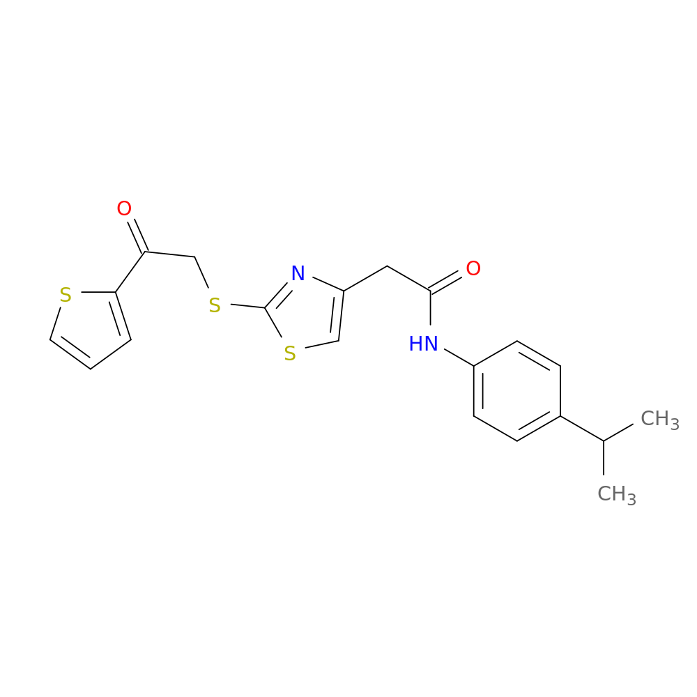 2-(2-{[2-oxo-2-(thiophen-2-yl)ethyl]sulfanyl}-1,3-thiazol-4-yl)-N-[4-(propan-2-yl)phenyl]acetamide