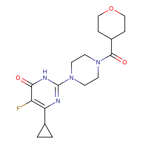 6-cyclopropyl-5-fluoro-2-[4-(oxane-4-carbonyl)piperazin-1-yl]-3,4-dihydropyrimidin-4-one