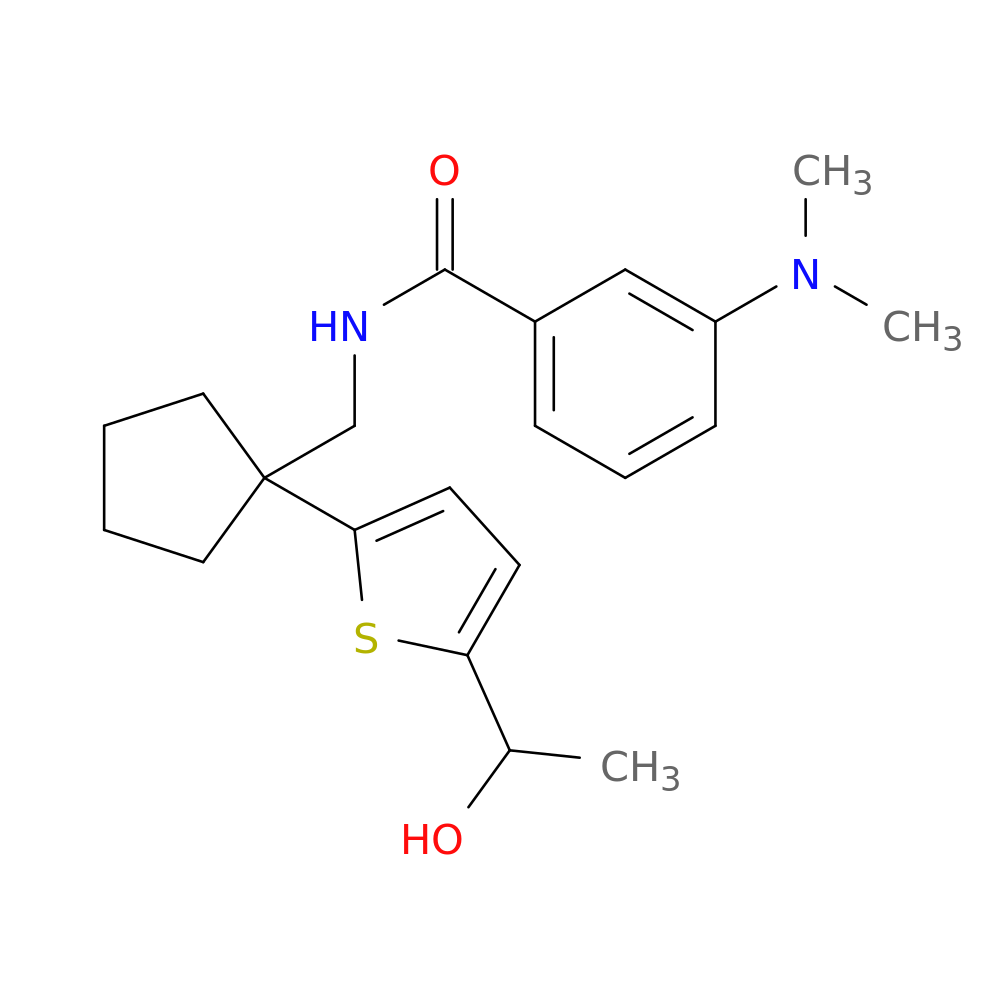3-(dimethylamino)-N-({1-[5-(1-hydroxyethyl)thiophen-2-yl]cyclopentyl}methyl)benzamide