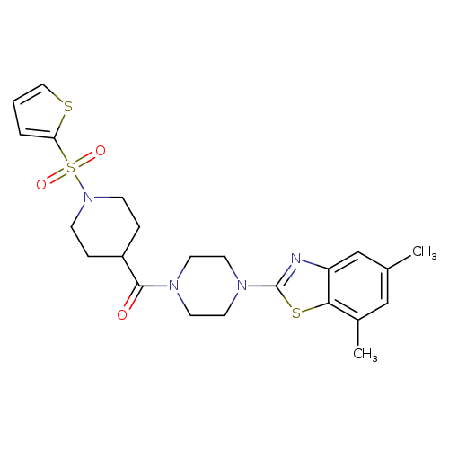 5,7-dimethyl-2-{4-[1-(thiophene-2-sulfonyl)piperidine-4-carbonyl]piperazin-1-yl}-1,3-benzothiazole