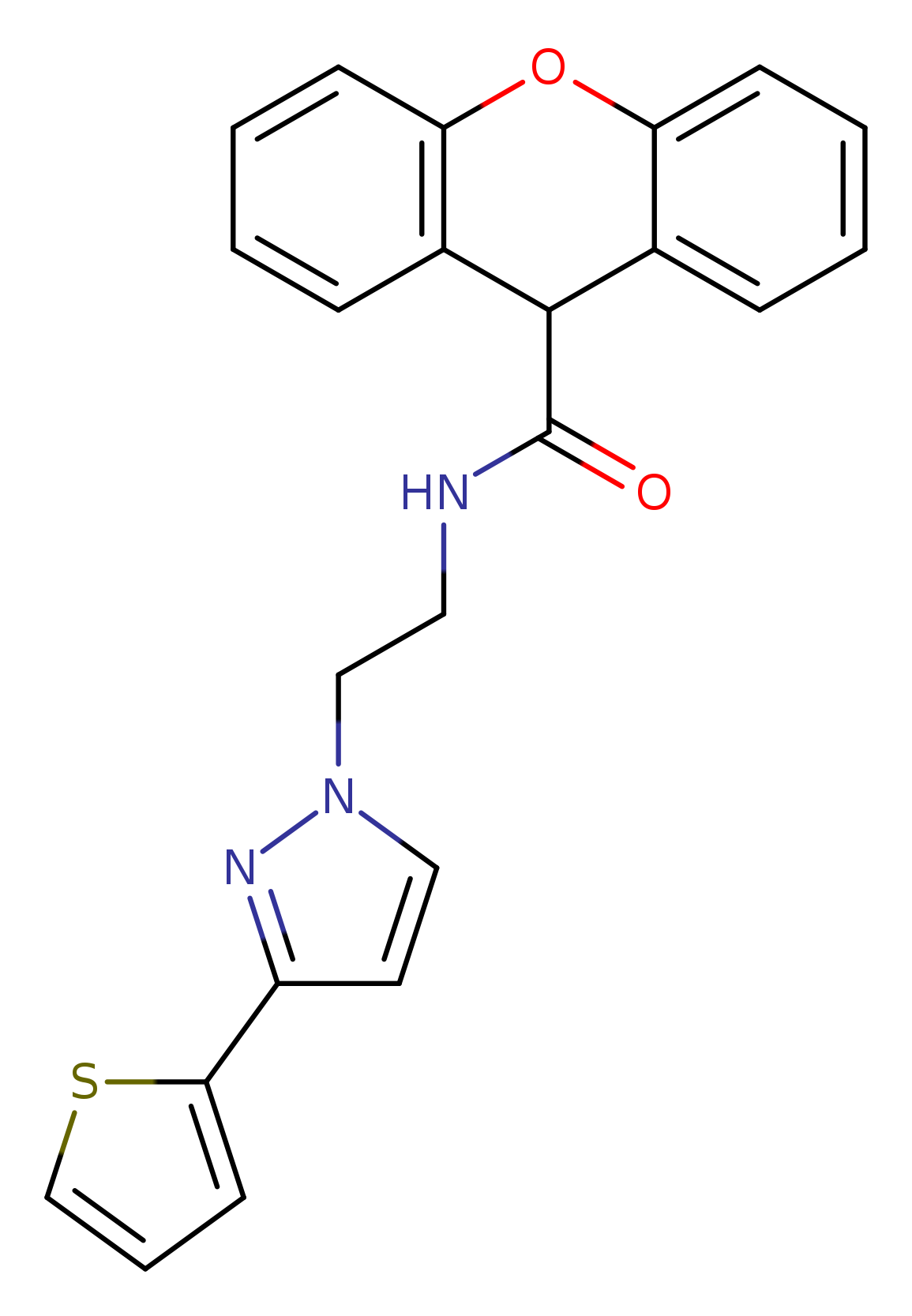 N-{2-[3-(thiophen-2-yl)-1H-pyrazol-1-yl]ethyl}-9H-xanthene-9-carboxamide