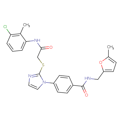 4-[2-({[(3-chloro-2-methylphenyl)carbamoyl]methyl}sulfanyl)-1H-imidazol-1-yl]-N-[(5-methylfuran-2-yl)methyl]benzamide