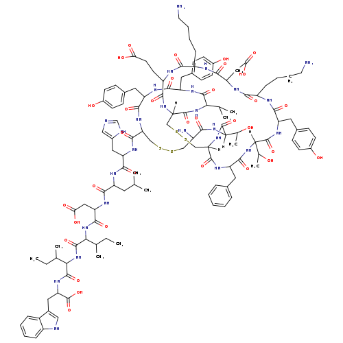 L-Tryptophan, L-cysteinyl-L-threonyl-L-cysteinyl-L-phenylalanyl-L-threonyl-L-tyrosyl-L-lysyl-L-α-aspartyl-L-lysyl-L-α-glutamyl-L-cysteinyl-L-valyl-L-tyrosyl-L-tyrosyl-L-cysteinyl-L-histidyl-L-leucyl-L-α-aspartyl-L-isoleucyl-L-isoleucyl-, cyclic (1→15),(3→11)-bis(disulfide)