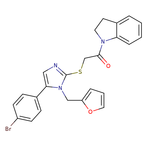 2-{[5-(4-bromophenyl)-1-[(furan-2-yl)methyl]-1H-imidazol-2-yl]sulfanyl}-1-(2,3-dihydro-1H-indol-1-yl)ethan-1-one