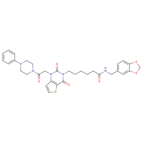 N-[(2H-1,3-benzodioxol-5-yl)methyl]-6-{2,4-dioxo-1-[2-oxo-2-(4-phenylpiperazin-1-yl)ethyl]-1H,2H,3H,4H-thieno[3,2-d]pyrimidin-3-yl}hexanamide
