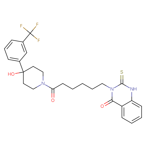 3-(6-{4-hydroxy-4-[3-(trifluoromethyl)phenyl]piperidin-1-yl}-6-oxohexyl)-2-sulfanylidene-1,2,3,4-tetrahydroquinazolin-4-one