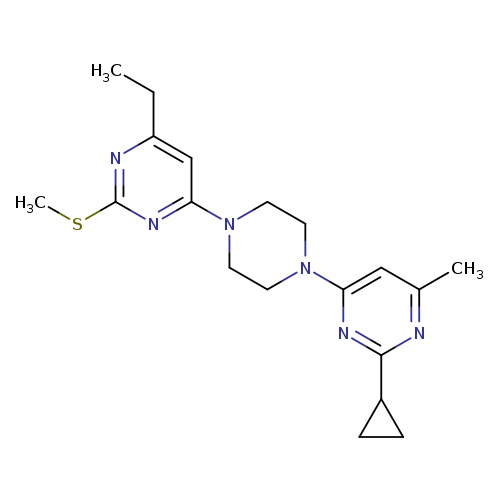 2-cyclopropyl-4-{4-[6-ethyl-2-(methylsulfanyl)pyrimidin-4-yl]piperazin-1-yl}-6-methylpyrimidine