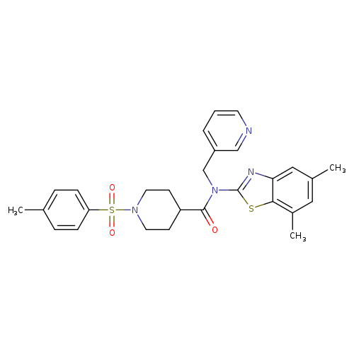 N-(5,7-dimethyl-1,3-benzothiazol-2-yl)-1-(4-methylbenzenesulfonyl)-N-[(pyridin-3-yl)methyl]piperidine-4-carboxamide