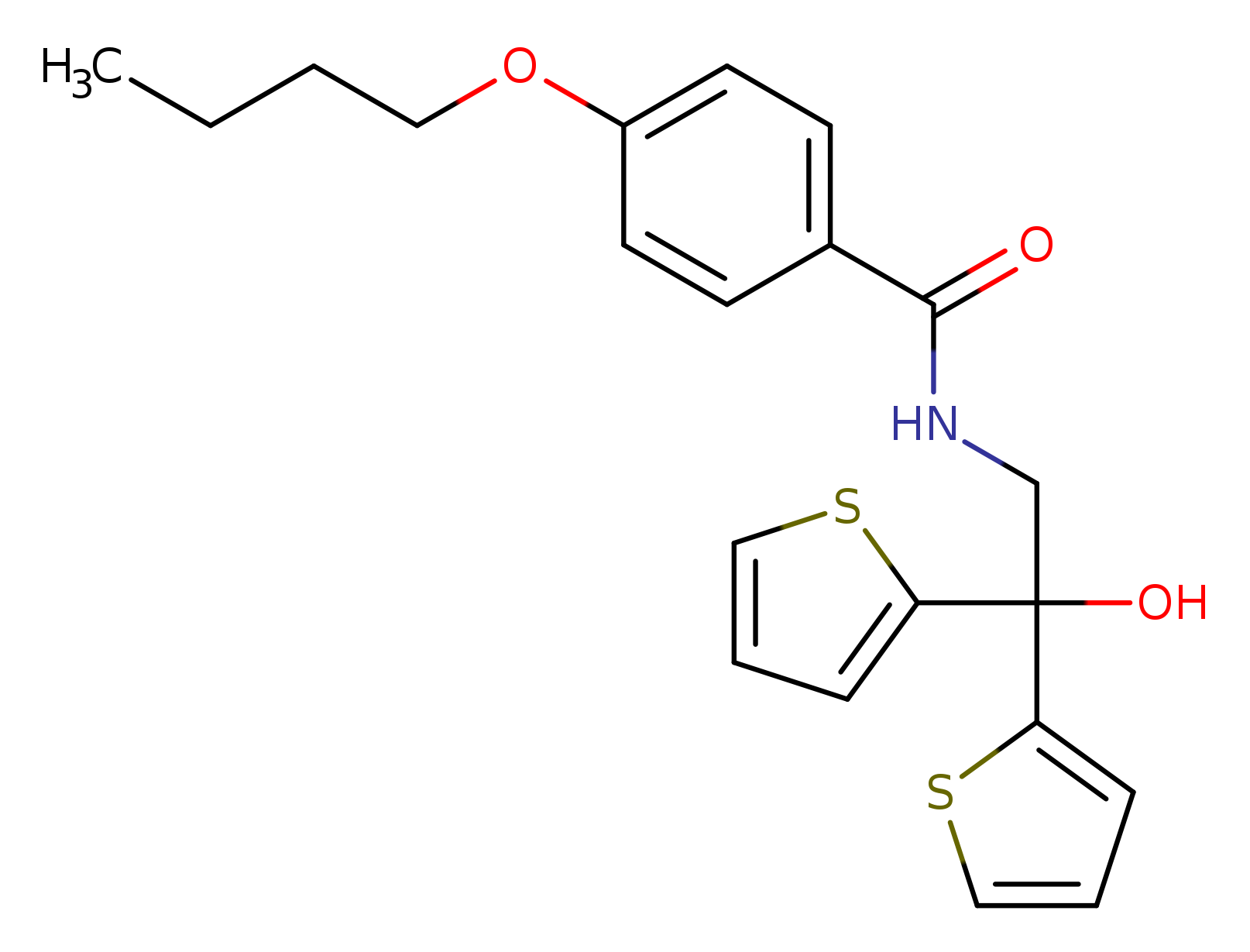 4-butoxy-N-[2-hydroxy-2,2-bis(thiophen-2-yl)ethyl]benzamide