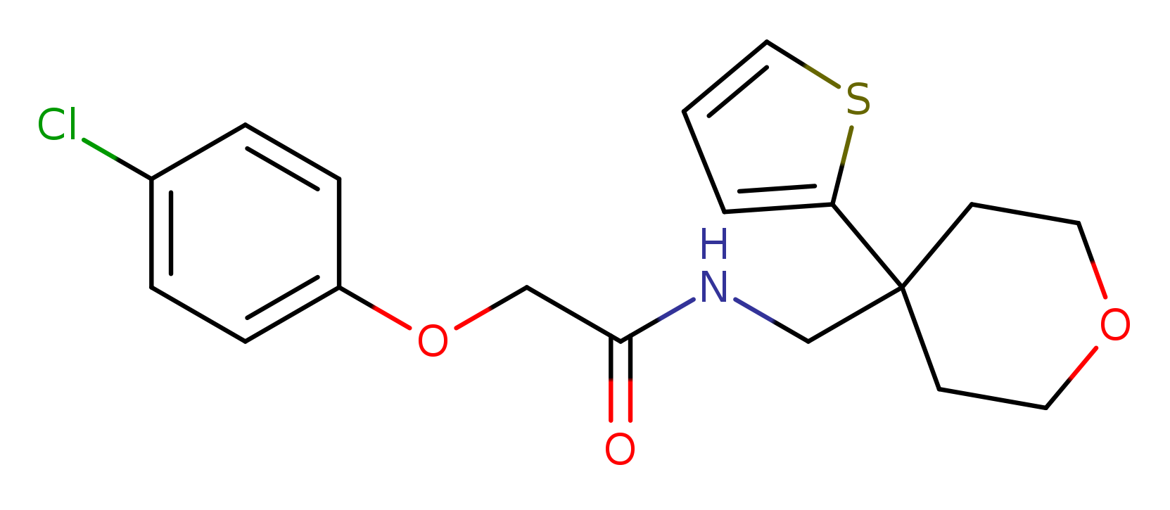 2-(4-chlorophenoxy)-N-{[4-(thiophen-2-yl)oxan-4-yl]methyl}acetamide