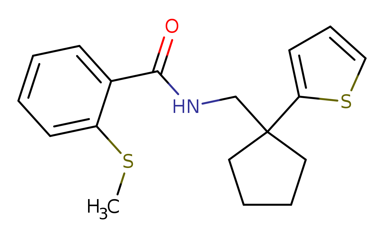 2-(methylsulfanyl)-N-{[1-(thiophen-2-yl)cyclopentyl]methyl}benzamide