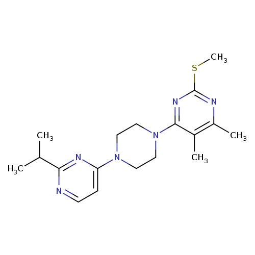 4,5-dimethyl-2-(methylsulfanyl)-6-{4-[2-(propan-2-yl)pyrimidin-4-yl]piperazin-1-yl}pyrimidine