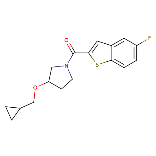 3-(cyclopropylmethoxy)-1-(5-fluoro-1-benzothiophene-2-carbonyl)pyrrolidine