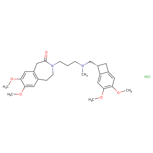 2H-3-Benzazepin-2-one,3-[3-[[(3,4-dimethoxybicyclo[4.2.0]octa-1,3,5-trien-7-yl)methyl]methylamino]propyl]-1,3,4,5-tetrahydro-7,8-dimethoxy-, monohydrochloride, (-)-