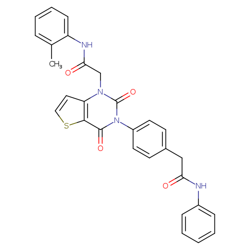 2-(2,4-dioxo-3-{4-[(phenylcarbamoyl)methyl]phenyl}-1H,2H,3H,4H-thieno[3,2-d]pyrimidin-1-yl)-N-(2-methylphenyl)acetamide