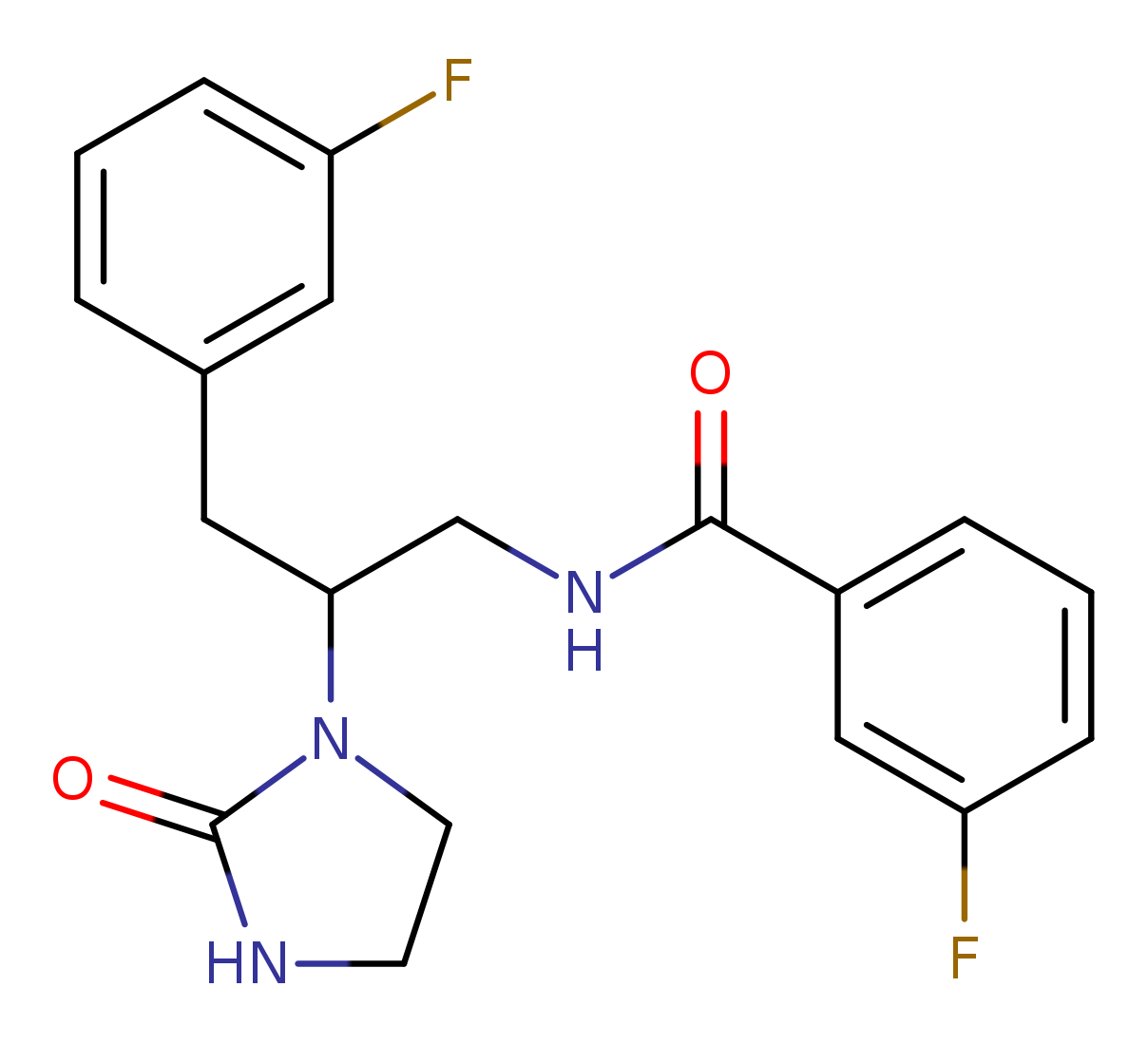 3-fluoro-N-[3-(3-fluorophenyl)-2-(2-oxoimidazolidin-1-yl)propyl]benzamide