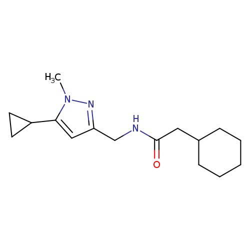 2-cyclohexyl-N-[(5-cyclopropyl-1-methyl-1H-pyrazol-3-yl)methyl]acetamide
