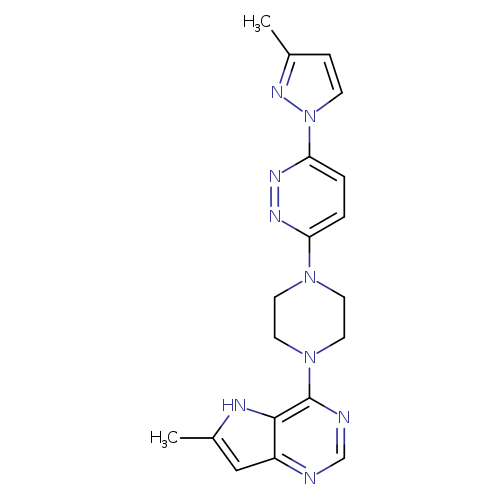 3-(3-methyl-1H-pyrazol-1-yl)-6-(4-{6-methyl-5H-pyrrolo[3,2-d]pyrimidin-4-yl}piperazin-1-yl)pyridazine