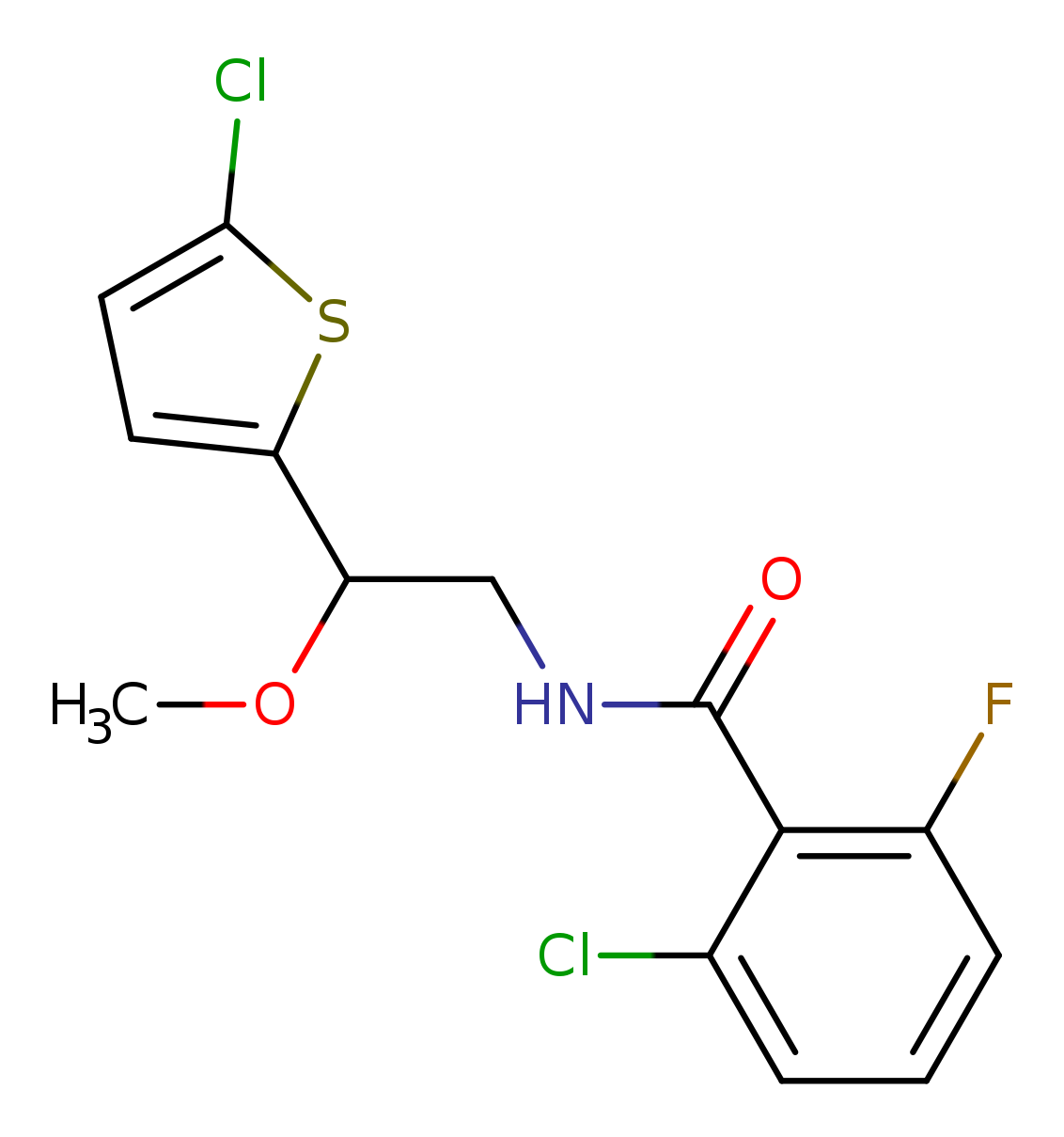 2-chloro-N-[2-(5-chlorothiophen-2-yl)-2-methoxyethyl]-6-fluorobenzamide