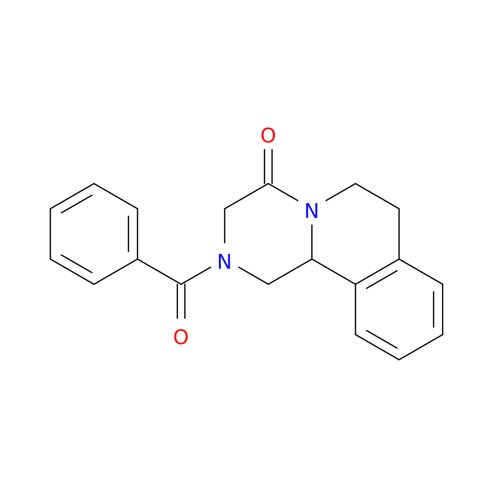 2-Benzoyl-1,2,3,6,7,11B-Hexahydro-4H-Pyrazino(2,1-A)Isoquinolin-4-One