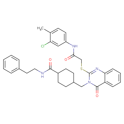 4-{[2-({[(3-chloro-4-methylphenyl)carbamoyl]methyl}sulfanyl)-4-oxo-3,4-dihydroquinazolin-3-yl]methyl}-N-(2-phenylethyl)cyclohexane-1-carboxamide
