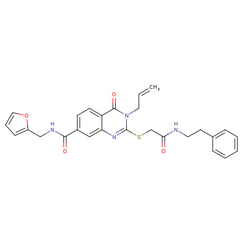 N-[(furan-2-yl)methyl]-4-oxo-2-({[(2-phenylethyl)carbamoyl]methyl}sulfanyl)-3-(prop-2-en-1-yl)-3,4-dihydroquinazoline-7-carboxamide