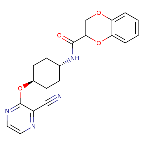 N-[(1r,4r)-4-[(3-cyanopyrazin-2-yl)oxy]cyclohexyl]-2,3-dihydro-1,4-benzodioxine-2-carboxamide